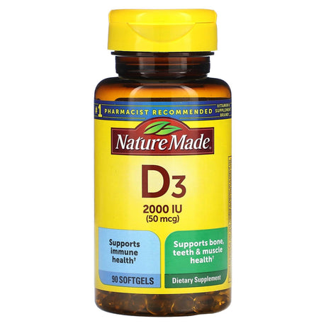 Nature Made, Vitamin D3, 50 mcg (2,000 IU), 90 Softgels - Supply Center USA