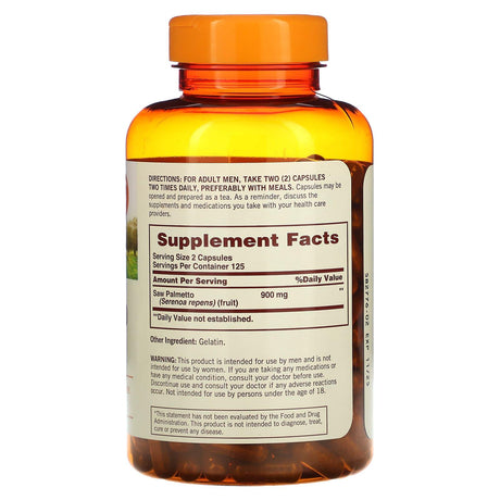 Sundown Naturals, Saw Palmetto For Him, 225 mg, 250 Capsules - Supply Center USA