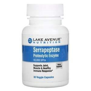 Lake Avenue Nutrition, Serrapeptase, Proteolytic Enzyme, 40,000 SPUs, 30 Veggie Capsules - Supply Center USA