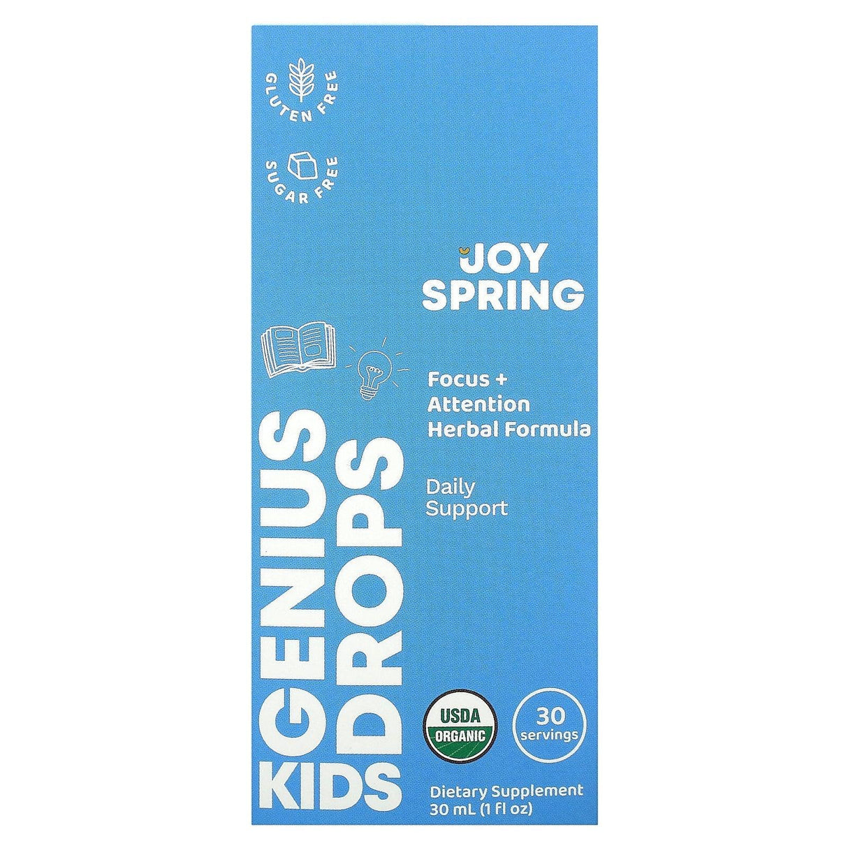 JoySpring, Genius Drops for Kids, Focus & Attention, 1 fl oz (30 ml) - Supply Center USA