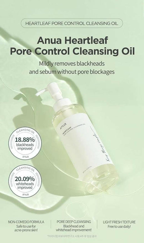 ANUA Heartleaf Pore Control Cleansing Oil, Oil Cleanser for Face, Makeup Blackhead Remover, Korean Skin Care 6.76 Fl Oz(200Ml) (Original) - Supply Center USA