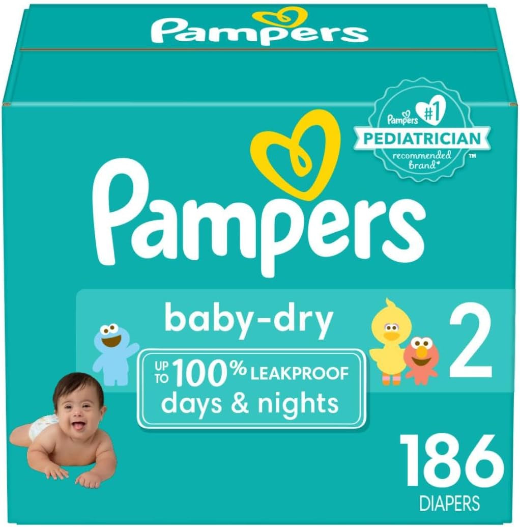 Pampers Baby Dry Diapers - Size 1, 120 Count, Absorbent Disposable Diapers