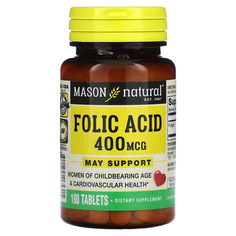 Mason Natural, Folic Acid, 400 mcg, 100 Tablets - Supply Center USA