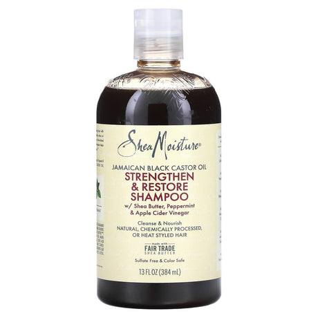 SheaMoisture, Jamaican Black Castor Oil, Strengthen & Restore Shampoo, 3.2 fl oz (95 ml) - Supply Center USA