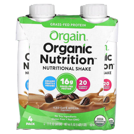 Orgain, Organic Nutrition, Nutritional Shake, Sweet Vanilla Bean, 4 Pack, 11 fl oz (330 ml) Each - Supply Center USA