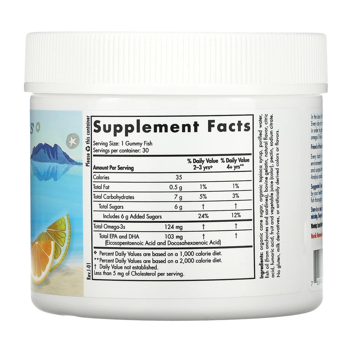 Nordic Naturals, Nordic Omega-3 Gummy Fish, Tangerine Treats, 124 mg, 30 Gummy Fish - Supply Center USA