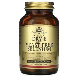 Solgar, Vitamin Dry E with Yeast Free Selenium, 100 Vegetable Capsules - Supply Center USA