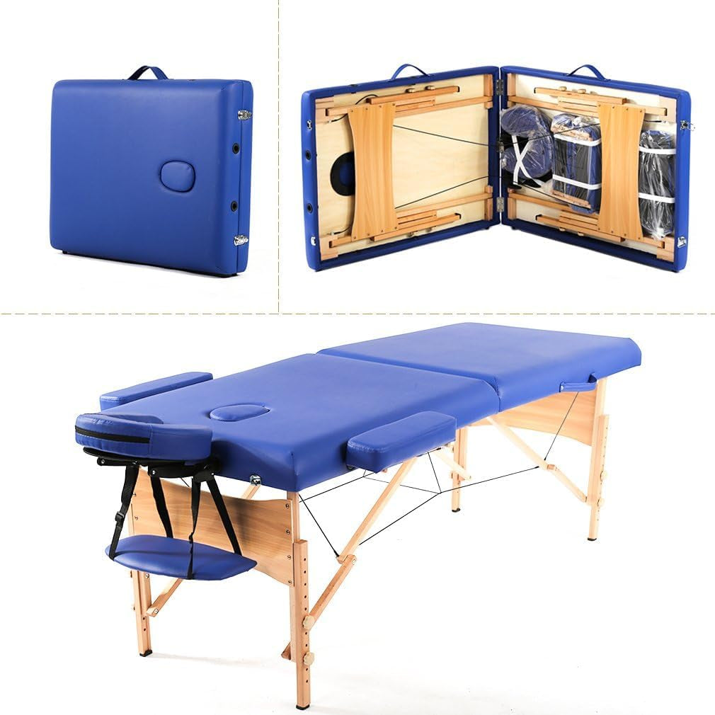 Bestmassage Massage Table Portable Massage Bed Lash Bed 28 in Wide Spa Bed Hight Adjustable 2 Fold Spa Bed Facial Cradle Salon Bed with Non-Woven Bag for Spa Footmassage Facial Carespa Tattoo