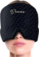 Theraice Migraine Relief Cap, Cooling Gel Hat, Soothing Headache Ice Pack Mask Products, Face Cold Compress Head Wrap for Tension & Stress