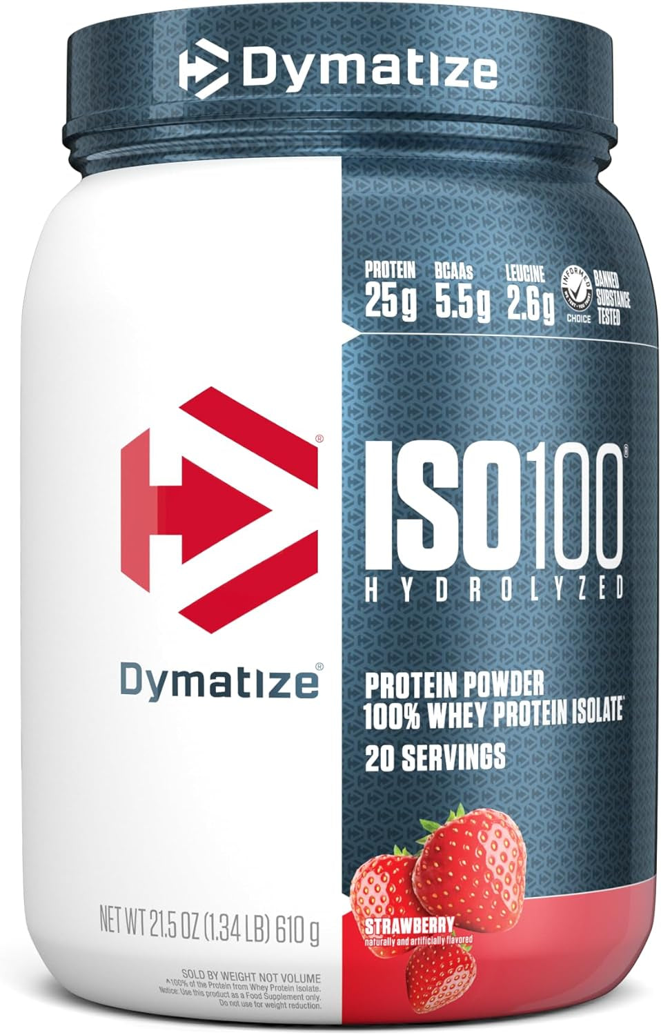 Dymatize ISO100 Hydrolyzed Protein Powder, 100% Whey Isolate, 25G of Protein, 5.5G Bcaas, Gluten Free, Fast Absorbing, Easy Digesting, Gourmet Vanilla, 20 Servings