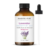 Majestic Pure Lavender Essential Oil with Glass Dropper | 100% Pure and Natural Lavender Oil | Premium Grade Essential Oils for Diffusers, Skin, Aromatherapy, Massage | 4 Fl Oz