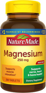 Nature Made Magnesium Oxide 250 Mg, Dietary Supplement for Muscle, Heart, Bone and Nerve Health Support, 200 Tablets, 200 Day Supply - Supply Center USA