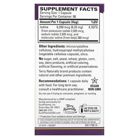 Terry Naturally, Tri-Iodine, 3 mg, 90 Capsules - Supply Center USA