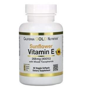 California Gold Nutrition, Sunflower Vitamin E, with Mixed Tocopherols, 400 IU, 90 Veggie Softgels - Supply Center USA