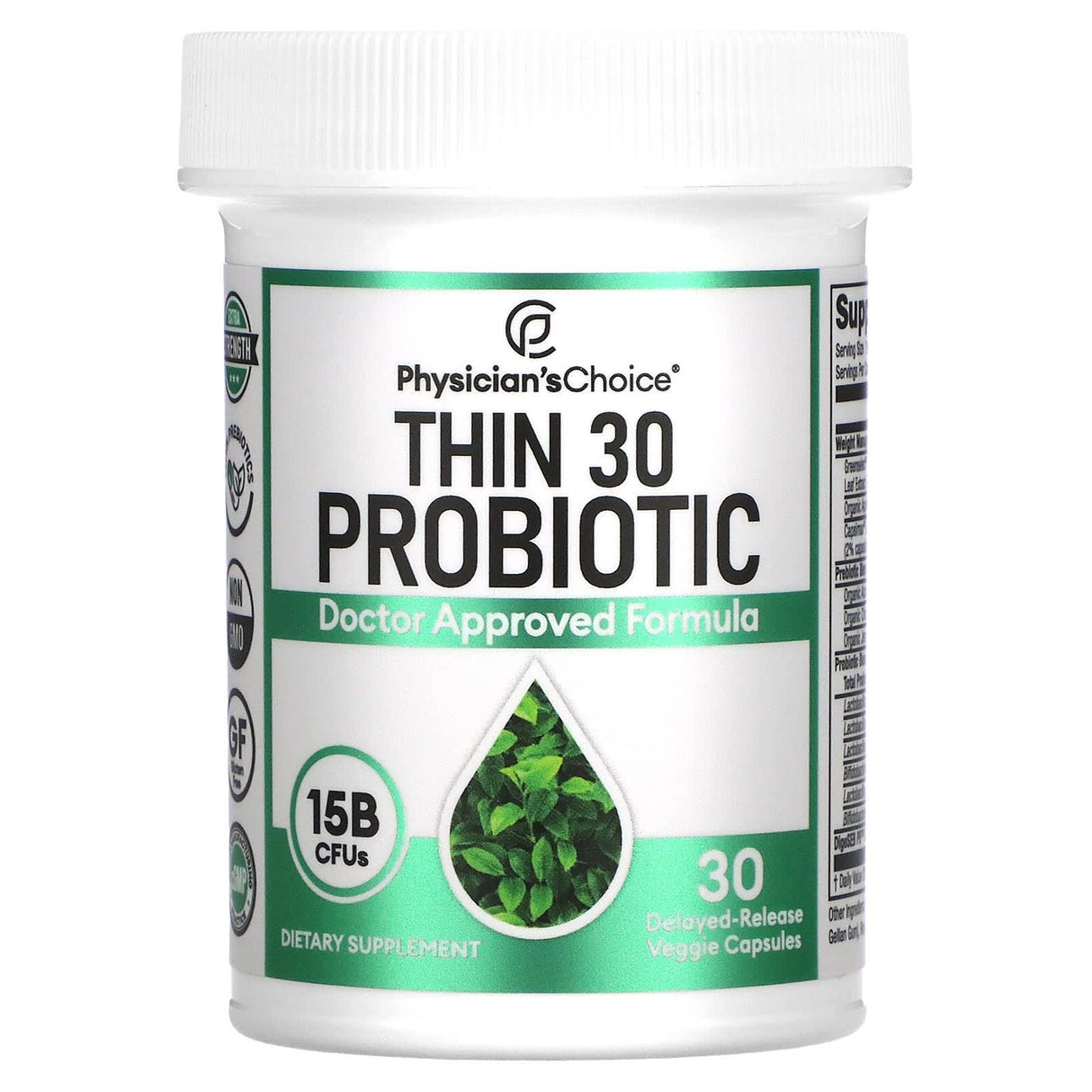 Physician's Choice, Thin 30 Probiotic, 15 Billion, 30 Delayed-Release Veggie Capsules - Supply Center USA