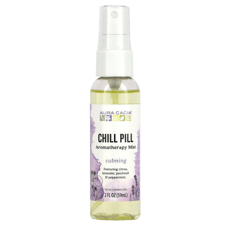 Aura Cacia, Aromatherapy Mist, Chill Pill, Calming, 2 fl oz (59 ml) - Supply Center USA