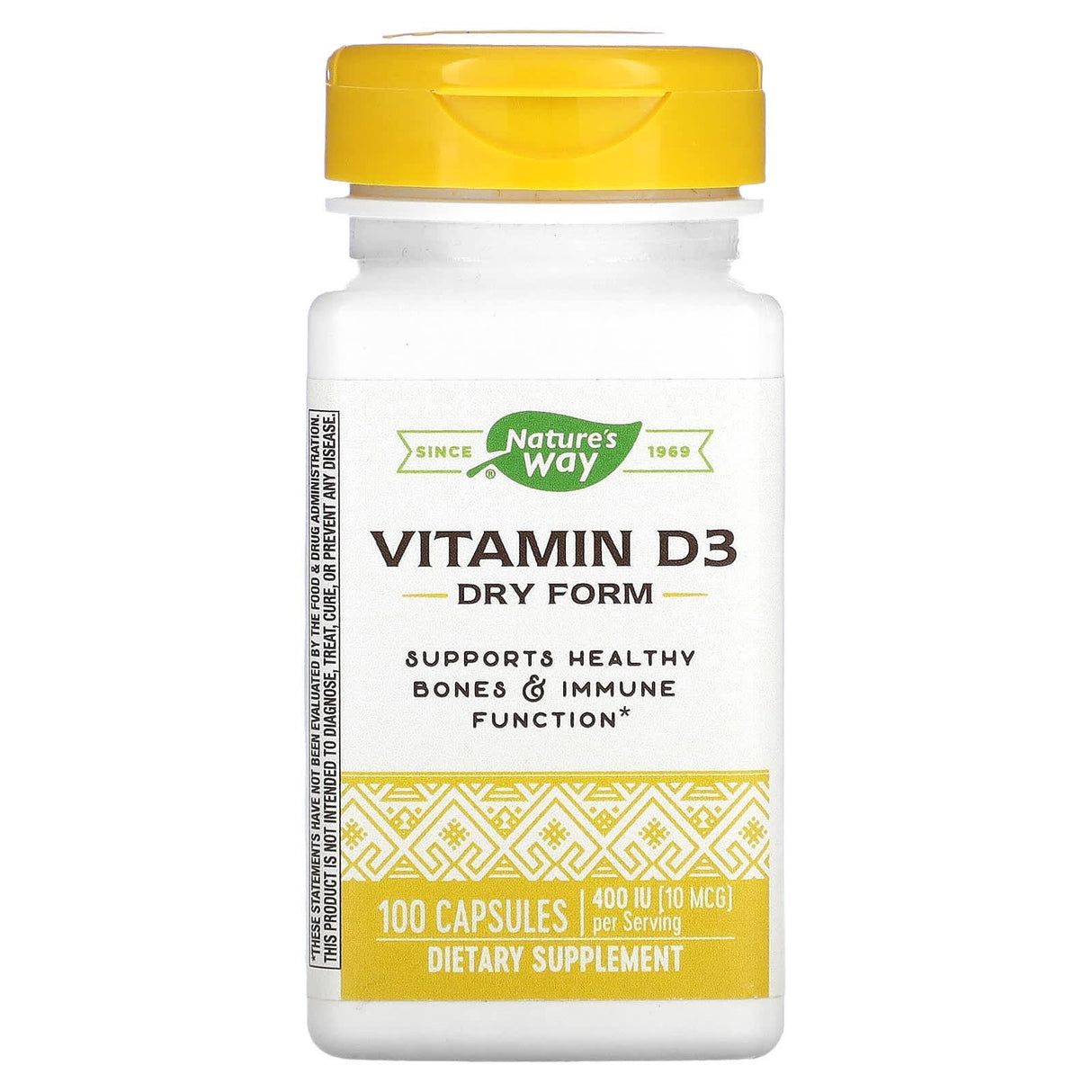 Nature's Way, Vitamin D3, Dry Form, 10 mcg (400 IU), 100 Capsules - Supply Center USA