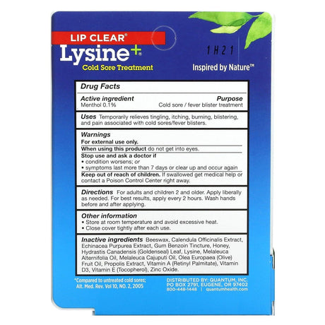 Quantum Health, Lip Clear Lysine+, Cold Sore Treatment, 0.25 oz (7 g) - Supply Center USA