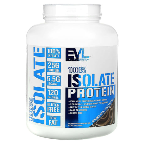 EVLution Nutrition, 100% Isolate Protein, Double Rich Chocolate, 5 lb (2.268 kg) - Supply Center USA