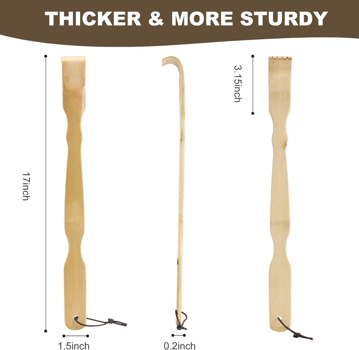 2 Pack Wooden Bamboo Back Scratcher, 17 Inch Long Handle Back Scratchers for Adults Men Women, with Beautiful Gift Packaging