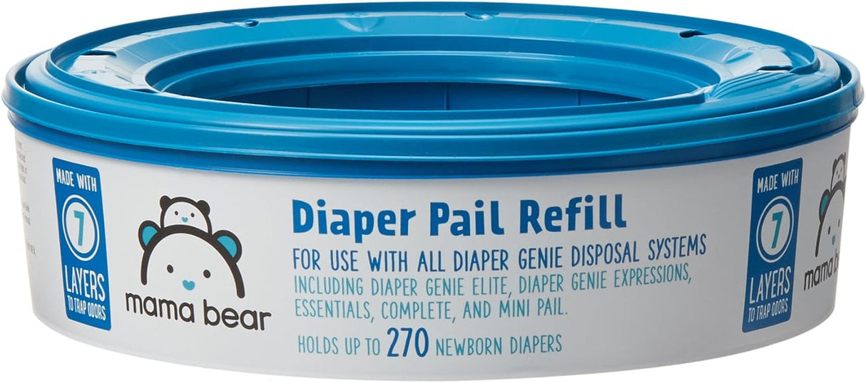 Amazon Brand - Mama Bear Diaper Pail Refills for Diaper Genie Pails, Unscented, 1080 Count (4 Packs of 270 Count)