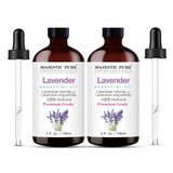 Majestic Pure Lavender Essential Oil with Glass Dropper | 100% Pure and Natural Lavender Oil | Premium Grade Essential Oils for Diffusers, Skin, Aromatherapy, Massage | 4 Fl Oz