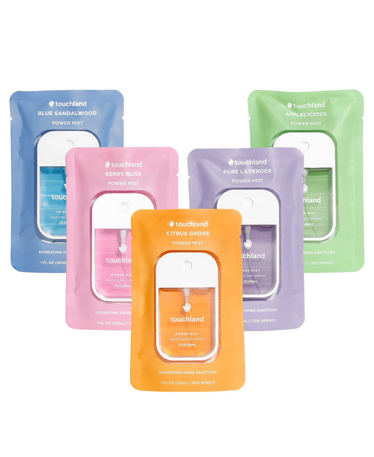 Touchland Power Mist Hydrating Hand Sanitizer Spray, JUICY 3-Pack (Watermelon, Peach, Berry), 500-Sprays Each, 1Fl Oz Travel Size (Set of 3)