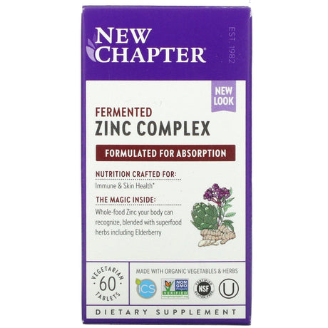 New Chapter, Fermented Zinc Complex, 60 Vegetarian Tablets - Supply Center USA