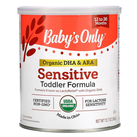 Nature's One, Baby's Only, Organic DHA & ARA Sensitive Toddler Formula, 12 to 36 Months, 12.7 oz (360 g) - Supply Center USA