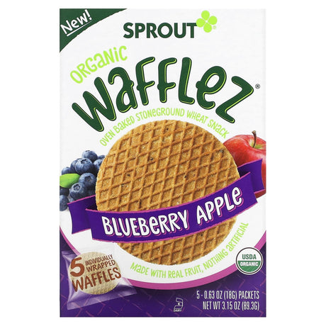 Sprout Organics, Wafflez, Blueberry Apple, 5 Packets, 0.63 oz (18 g) Each - Supply Center USA