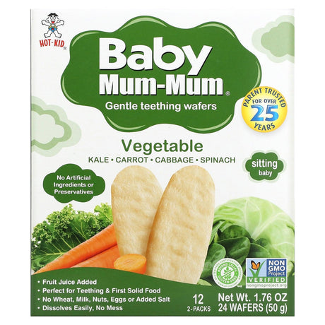 Hot Kid, Baby Mum-Mum, Gentle Teething Wafers, Vegetable, 12 Packs, 2 Wafers Each - Supply Center USA