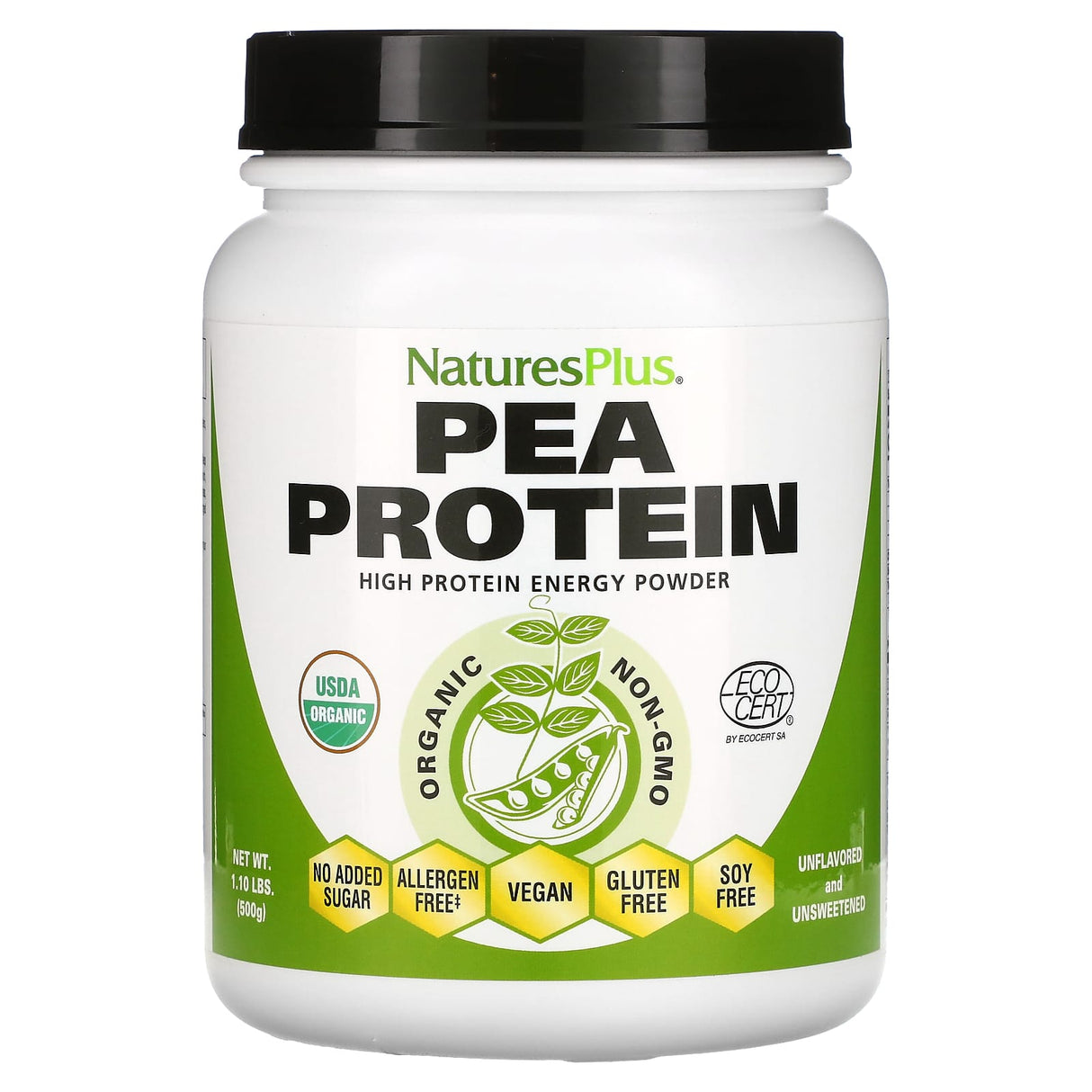 NaturesPlus, Organic Pea Protein Powder, 1.1 lbs (500 g) - Supply Center USA