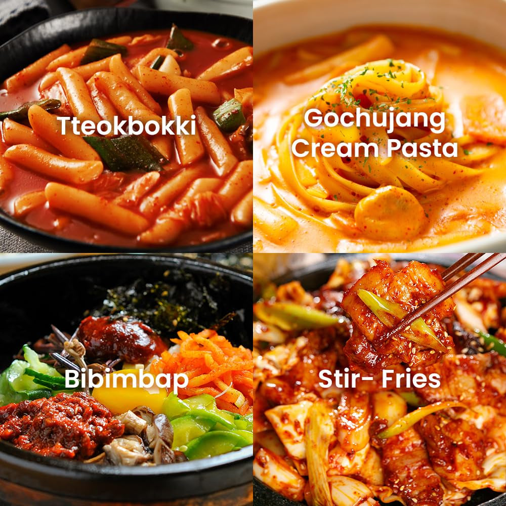 Chung Jung One O'Food Medium Gochujang 1.1Lb, Korean Red Chili Pepper Paste, Spicy, Sweet and Savory Sauce, Traditional Fermented Condiment, 100% Brown Rice, No Corn Syrup