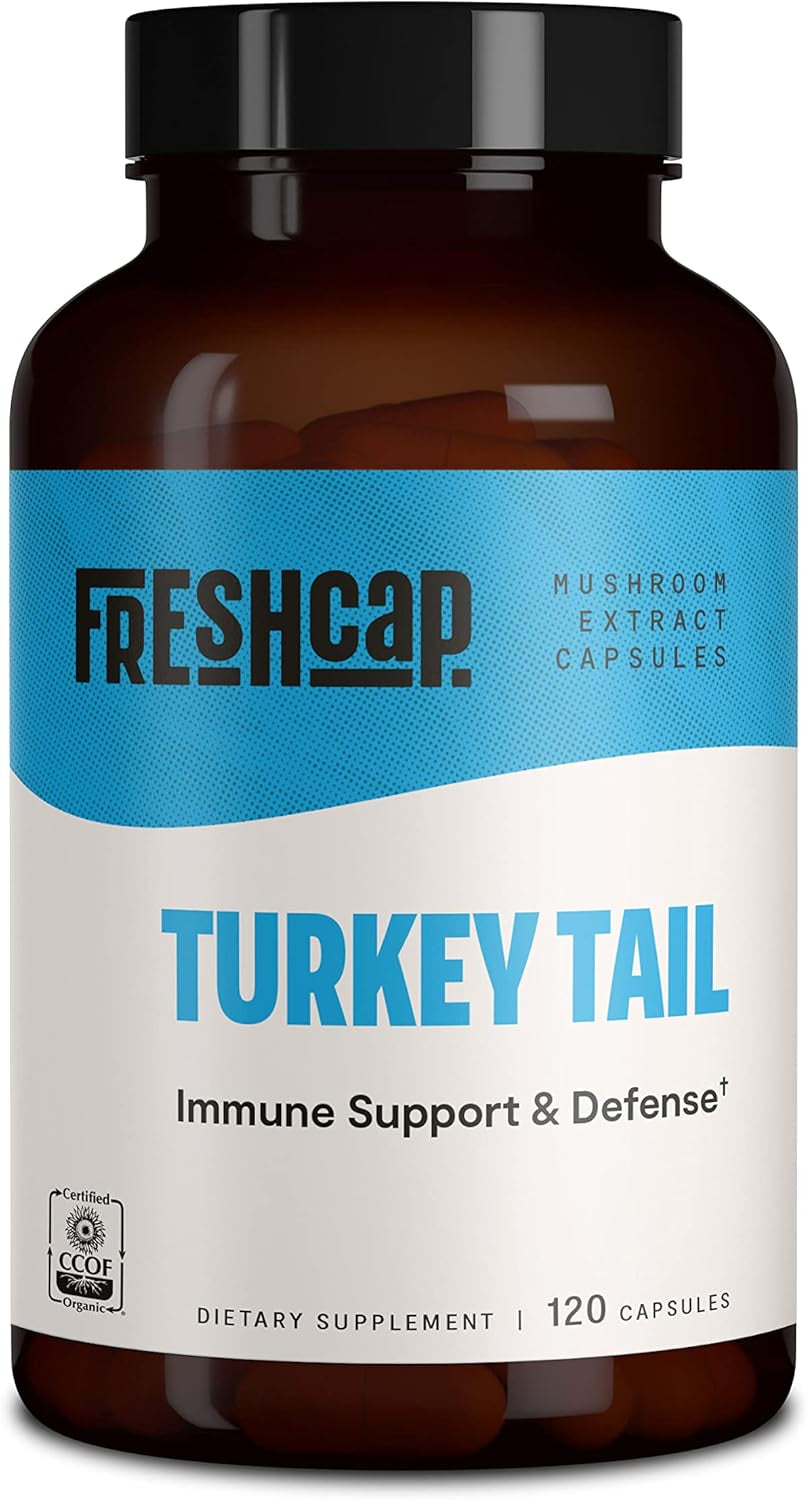 Freshcap Ultimate Mushroom Complex - Ayurveda Lions Mane, Reishi, Cordyceps, Chaga, Turkey Tail, Maitake - Immune Support & Nootropic Supplements for Immunity, Energy, Memory & Focus (120 Capsules)