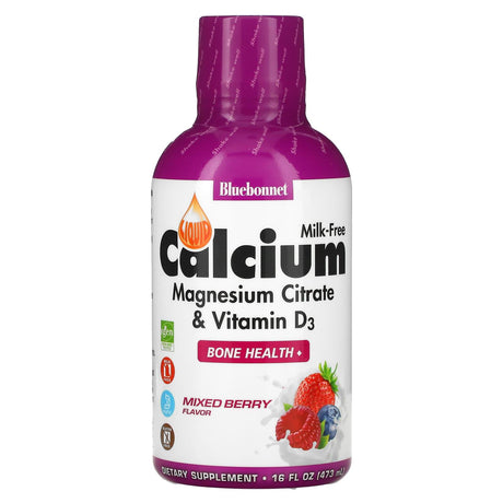 Bluebonnet Nutrition, Liquid Calcium Magnesium Citrate & Vitamin D3, Blueberry, 16 fl oz (473 ml) - Supply Center USA