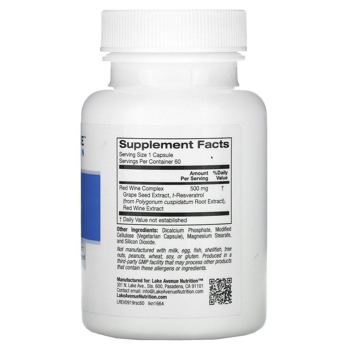 Lake Avenue Nutrition, Resveratrol Complex, 500 mg, 60 Capsules - Supply Center USA