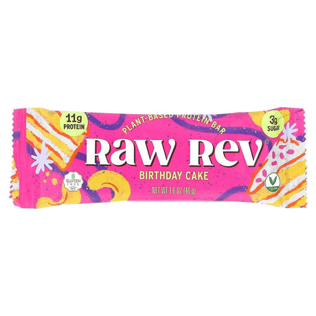 Raw Rev, Plant-Based Protein Bar, Birthday Cake, 12 Bars, 1.6 oz (46 g) Each - Supply Center USA