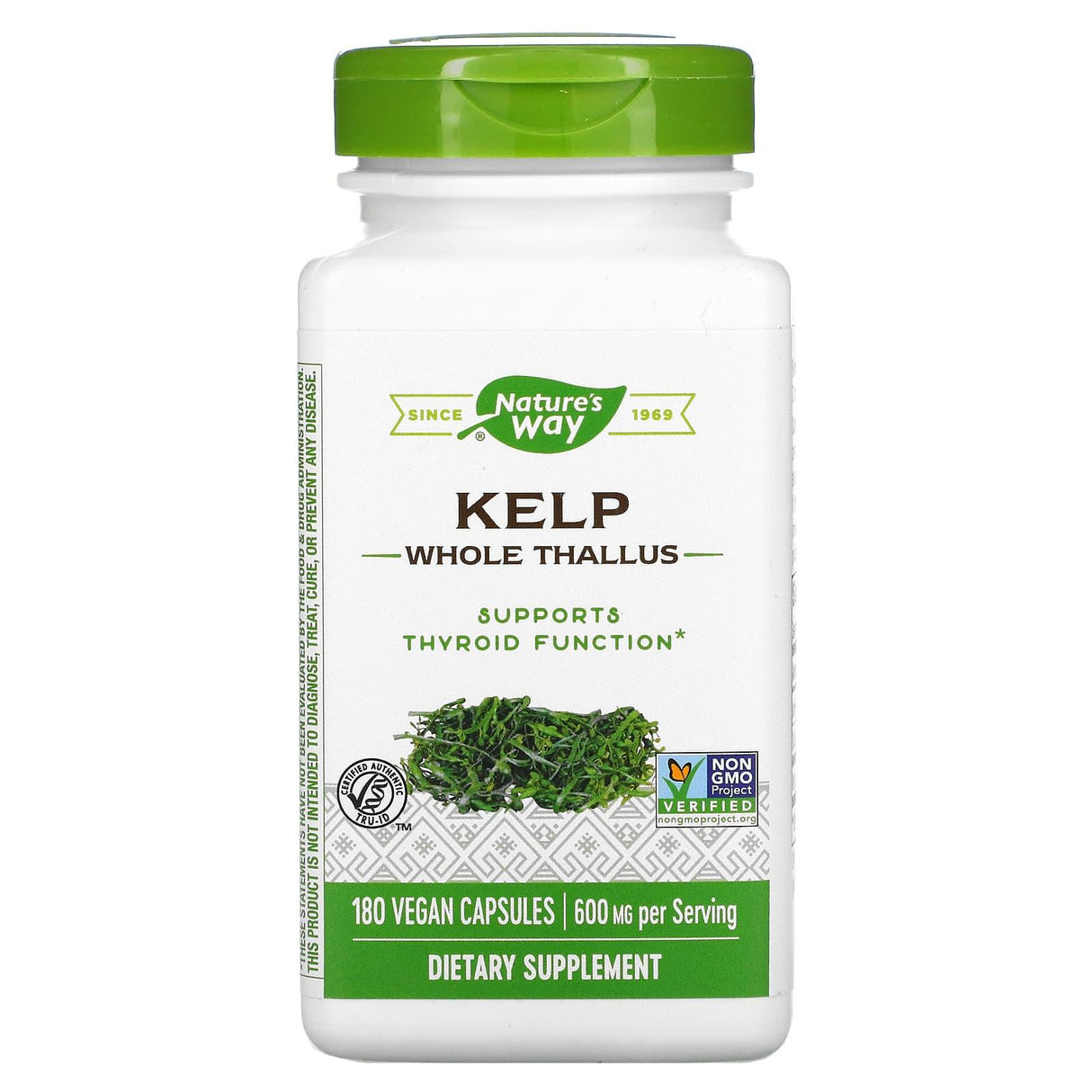 Nature's Way, Kelp, Whole Thallus, 600 mg, 180 Vegan Capsules - Supply Center USA