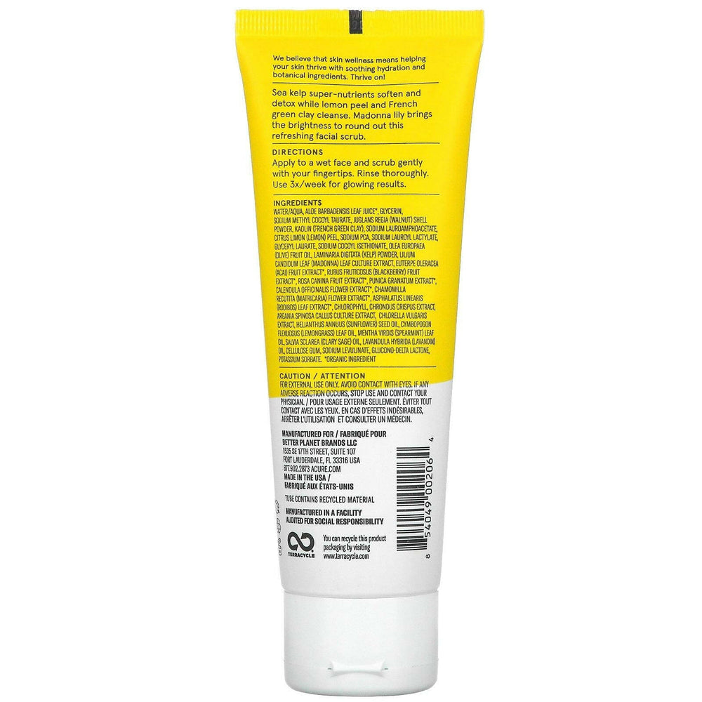 Acure, Brightening Facial Scrub, 4 fl oz (118 ml) - HealthCentralUSA