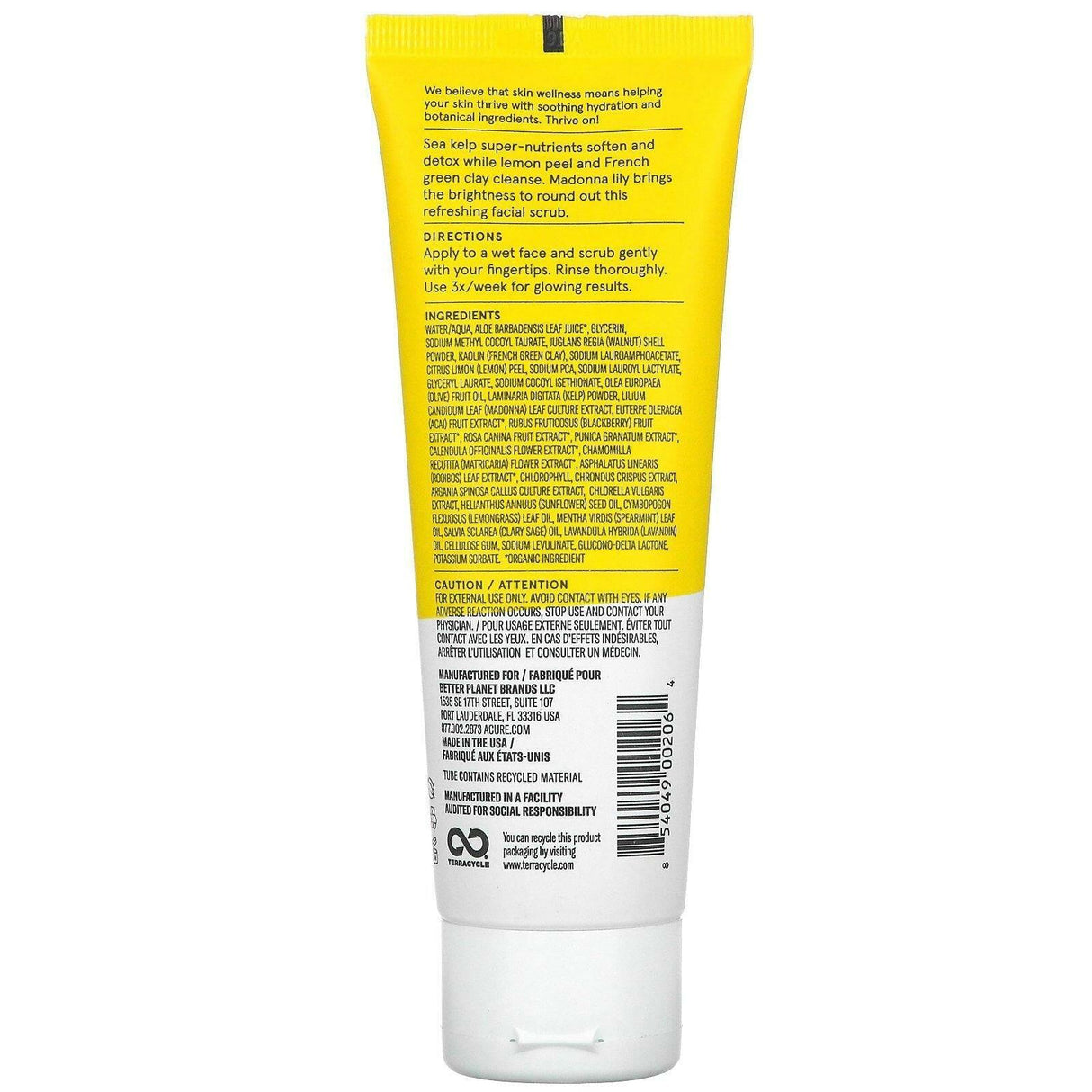 Acure, Brightening Facial Scrub, 4 fl oz (118 ml) - Supply Center USA