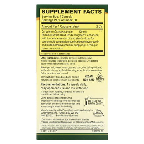 Terry Naturally, CuraMed, 200 mg, 60 Capsules - Supply Center USA