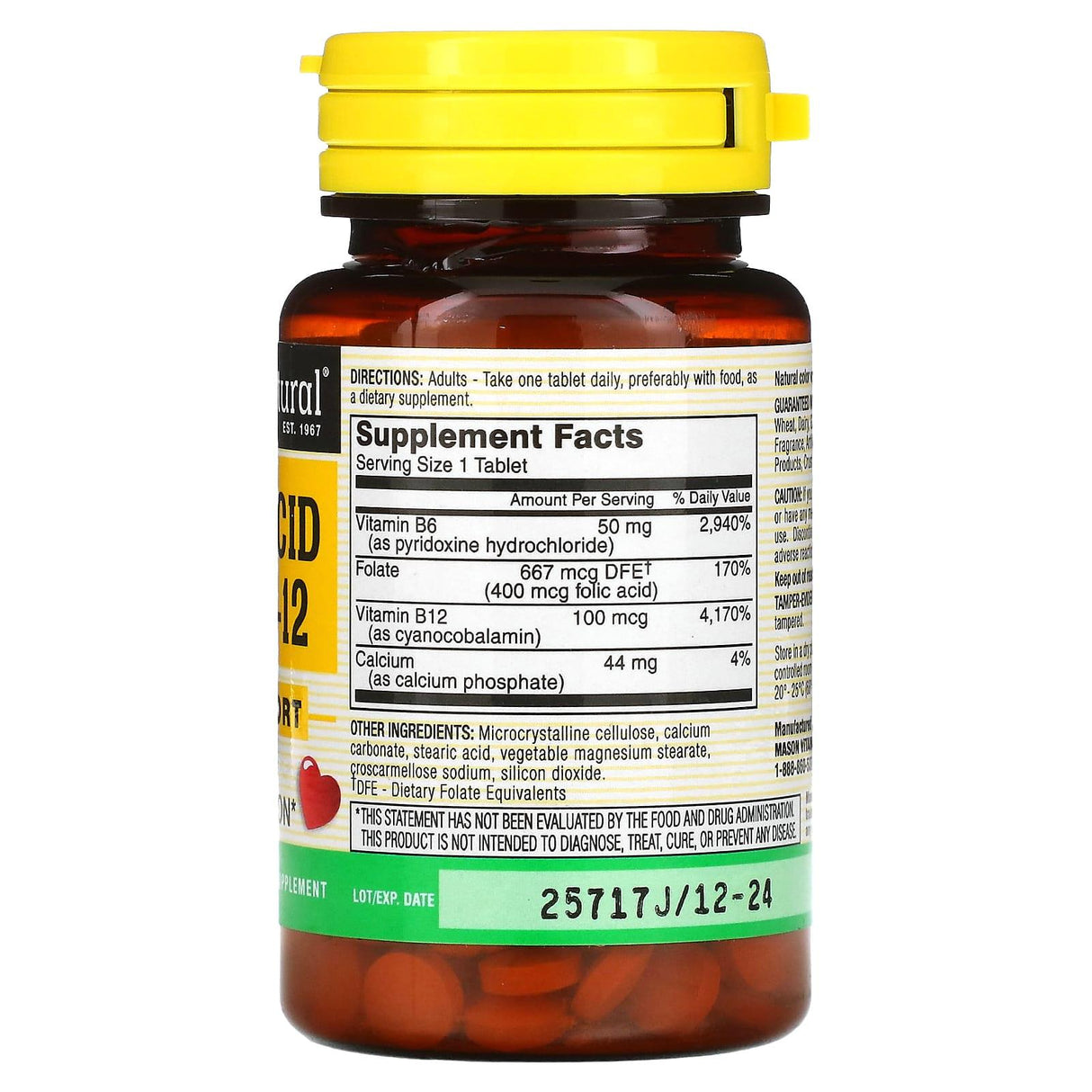 Mason Natural, Folic Acid B6 & B12, 90 Tablets - Supply Center USA