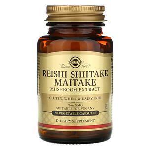 Solgar, Reishi Shiitake Maitake Mushroom Extract, 50 Vegetable Capsules - Supply Center USA