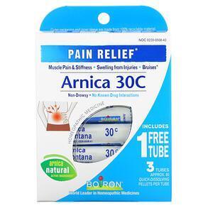 Boiron, Single Remedies, Arnica, Pain Relief, 30C, 3 Tubes, Approx. 80 Pellets Each - Supply Center USA