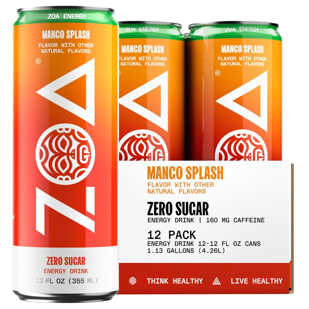ZOA Zero Sugar Energy Drinks, Variety Pack - Sugar Free with Electrolytes, Healthy Vitamin C, Amino Acids, Essential B-Vitamins, and Caffeine from Green Tea - 12 Fl Oz (12-Pack)