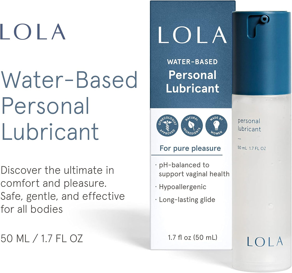 LOLA Lubricant - Water Based Lube for Couples, Unscented Personal Lube, Natural Lube Water Based, Anal Lube, Water Based Lubricant - Sex Lubricant - Natural Lubricant - Lubricant for Women & Men