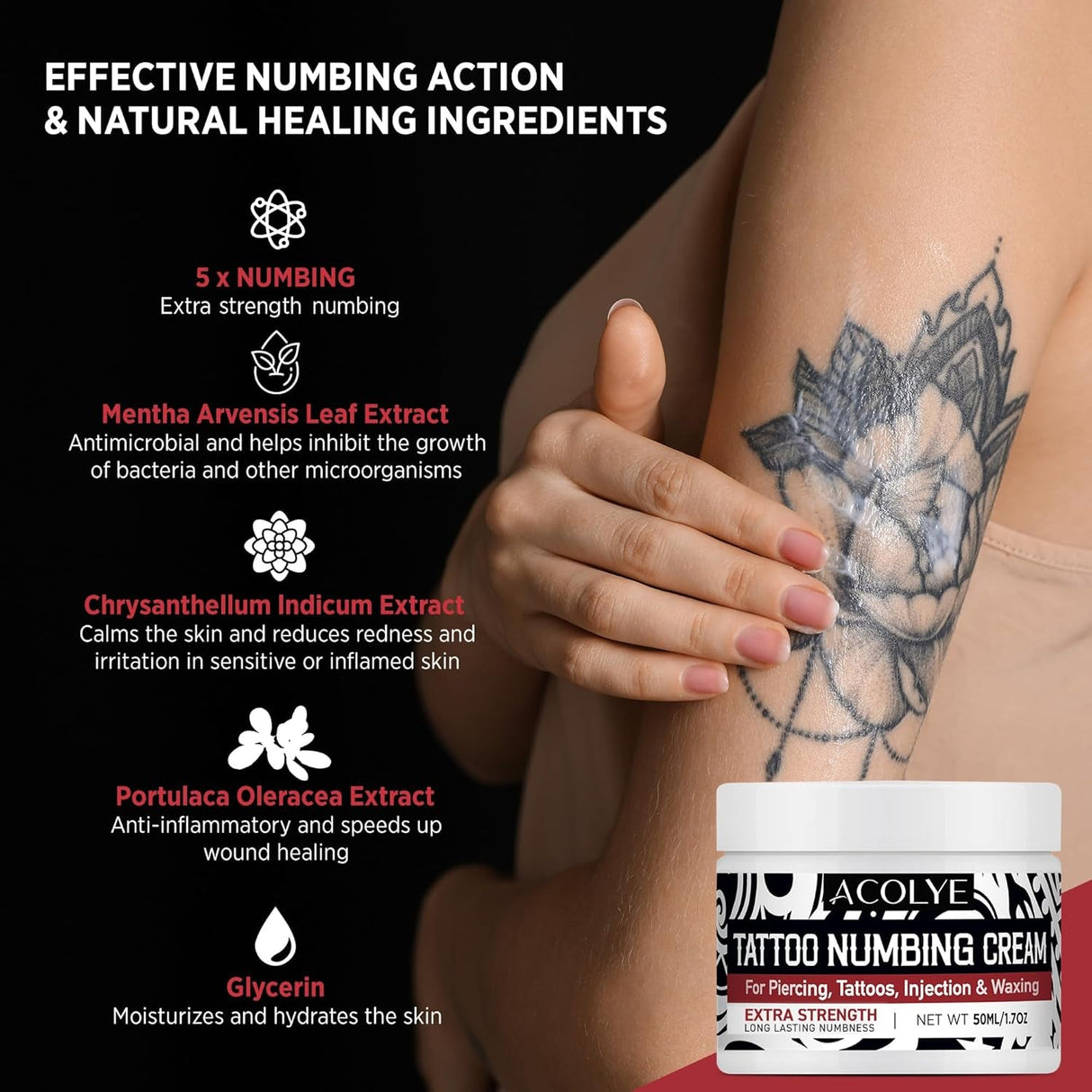 Tattoo Numbing Cream Extra Strength - 6 Hours Maximum Strength Tattoo Numbing Cream - Numbing Cream for Tattoos (50Ml/1.7Oz)