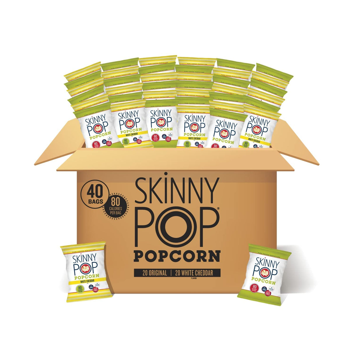 Skinnypop Original Popcorn, Individual Snack Size Bags, Skinny Pop, Healthy Popcorn Snacks, Gluten Free, 0.65 Ounce (Pack of 30)