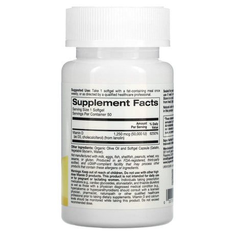 Super Nutrition, Simply One, Vitamin D-3, 50,000 IU, 50 Softgels - Supply Center USA