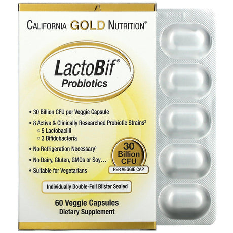 California Gold Nutrition, LactoBif Probiotics, 30 Billion CFU, 60 Veggie Capsules - Supply Center USA